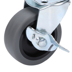 3 Inch Swivel Rubber Caster With Brake Flat Bottom Industrial Trolley Wheel Furniture Castor Bolt Hole Type Soft Tread - Product Image 2