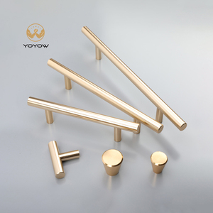 Stainless Steel T-shape Vacuum Plated <b>Gold</b> Hollow Long Strip <b>Pull</b> Multiple Hole Spacing Knob Single Hole <b>Drawer</b> Handle Wardrobe - Product Image 2
