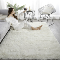 Tapis d'intérieur moderne en polyester à poils longs, antidérapant, moelleux, pour chambre d'enfant, accent décoratif, fausse fourrure, à poils très longs, extra épais, pour salon