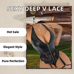 女性のためのヨーロッパのアメリカンスタイルのセクシーな通気性スパンデックスナイロンレースホルター新しいスタイルの深いV刺繍ランジェリー - Product Image 2