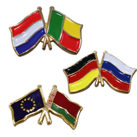CADEAU HEUREUX Produits les plus vendus Drapeau du pays Croix nationale en métal Double drapeau Épinglette dure en émail doux Badges