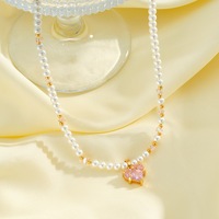 Colliers élégants en acier inoxydable plaqué or avec zircon et perles, bijoux minimalistes de luxe léger, vente en gros TGXL14112