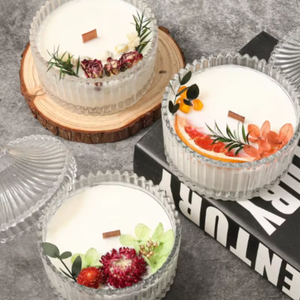 Velas Aromáticas Decorativas con Flores y Frutas Secas, con Campana de Vidrio, Cera de Soya Premium, Fragancia Duradera para Bodas - Product Image 2