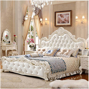 Latest Design Solid Wood 1.8m Big <strong>Bed</strong> Master Bedroom Modern Minimalist French <strong>Double</strong> <strong>Bed</strong> Frame Luxury <strong>Princess</strong> Leather <strong>Bed</strong> - Product Image 2