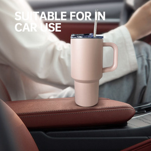 แก้วน้ำสแตนเลสพร้อมหลอดโลหะไร้ฝาปิดไร้สาร BPA 30 oz สำหรับใช้ในรถยนต์ - Product Image 6