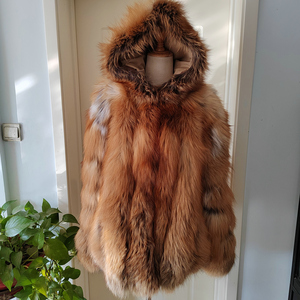 Cappotto Lungo in Vera <span class=keywords><strong>Pelliccia</strong></span> di Volpe con Cappuccio per <span class=keywords><strong>Uomo</strong></span> - Product Image 2