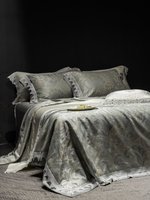 Ensemble de couette quatre pièces personnalisé de luxe moderne en soie teinte en fil de coton, écologique, pour l'été