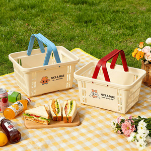 Nice & Mile Storage Basket Rectangle With Handle For Bathroom Shower Picnic Use - Product Image 3