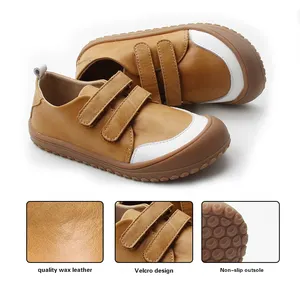 Factory Customized Soft Leather Casual Shoes Wide Shape Rubber Anti-Slip Ergonomic Outsole Children's Shoes