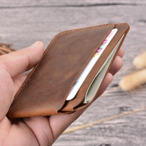 Boshiho Retro Men Credit Id Coin Leather Front Pocket Black Slim Customise Crazy Horse Leather Business <b>Wallet</b> Card <b>Holder</b> - Product Image 3