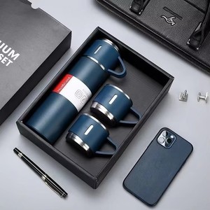 Custom Logo 304 Stainless Steel Vaccum Flask 17oz Metal Water Bottle Cup Three-Lid Gift Set Thermos Cup Family Business Gift