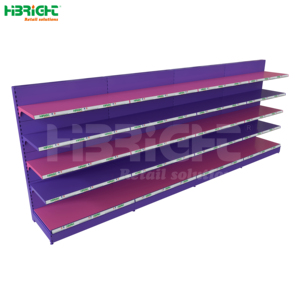 Estante de Pared Metálico de un Solo Lado para Supermercado, Bicolor Morado y Rosa, de Alta Luminosidad - Product Image 1