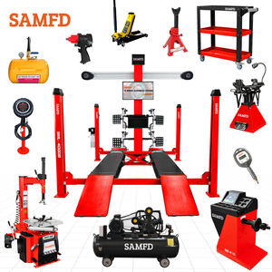 SAMFD Juego Completo Elevadores de Coches de 4 Postes, Combo Desmontadora de Neumáticos, Elevador de Tijera, Elevador de Coches de 4 Columnas para Taller con Gato Secundario - Product Image 1