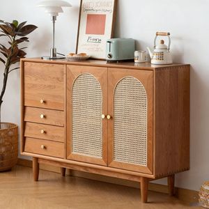 Cocoa <b>Sideboard</b> Solid Cherry Wood Rattan Cabinet Nordic Style <b>Storage</b> Cabinet For Dining Room - Product Image 1