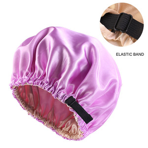 <span class=keywords><strong>Bonnet</strong></span> de nuit pour femmes, accessoire en <span class=keywords><strong>Satin</strong></span> de soie, Double couche, avec bande élastique, à la mode <span class=keywords><strong>Amazon</strong></span> 100% - Product Image 2