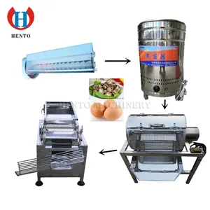 Industrial Automatic Quail Egg Washing Cooking Breaking Peeling Processing Line / Boiled Quail Egg Peeler Machine