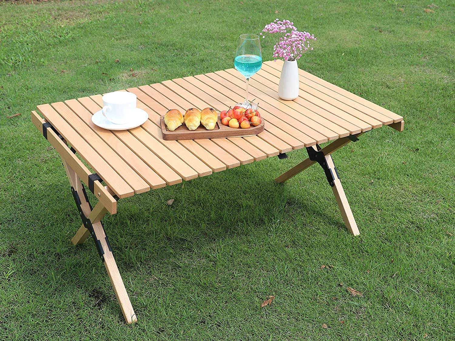 户外低高度便携式折叠式木制旅行露营桌 - buy low picnic table