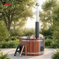 Vapasauna Premier Outdoor Holzbeheizter Whirlpool für 4-5 Personen Edelstahl Holzofen-Badewanne für Sauna Glamping Outdoor-Living