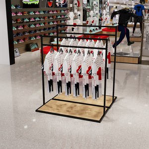 Estante de exhibición de tienda de ropa deportiva diseño de tienda de deportes al por menor decoración giratoria hermosa ropa deportiva estante Stock desmontable negro - Product Image 5