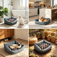 Coussin pour animaux de compagnie en peluche Waffle, grand lit pour chien et chat, apaisant, avec dossier surélevé, côtés rembourrés, rembourrage doux, lavable en machine, toutes saisons