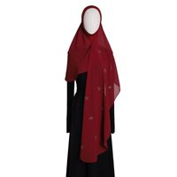 Voile longue musulmane unie en mousseline de chanvre élastique, châle perlé avec strass papillon, hijab instantané extensible et respirant