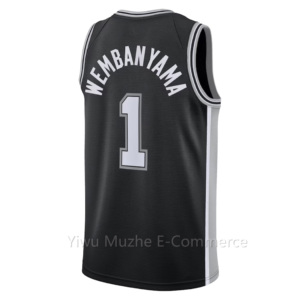 Maillots de basket-ball de haute qualité 2026 1 # Maillots brodés personnalisés Victor Wembanyama 5 Castle 21 Duncan 4 Fox avec logo cousu - Product Image 3