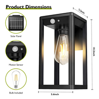 Lampe murale LED solaire durable IP65 3000K avec capteur de mouvement PIR extérieur et batterie au lithium 7,4 Wh, garantie 2 ans