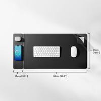 Tapis de bureau en cuir multifonctionnel électronique détachable, tapis de souris pour jeux, chargeur sans fil 4 en 1 15W pour téléphone, écouteurs, bureau