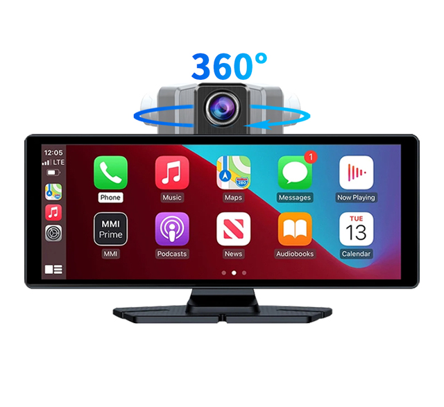 10.26 Inch Wireless CarPlay Dash Cam 4K DVR Recorder Rear Camera 1080P GPS DVR 360 Degree Rotatable DVR