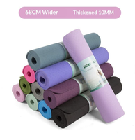 Tapis de yoga TPE insonorisant, anti-vibration, antidérapant, résistant aux taches d'eau, épaisseur 10 mm (183 cm x 68 cm), absorption silencieuse des chocs