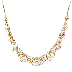Collana in rame placcato oro 18 carati con motivo a onde e pizzo, catena <span class=keywords><strong>italiana</strong></span> regolabile, accessorio alla moda per la clavicola da donna - Product Image 3