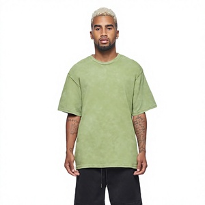 T-shirt décontracté pour homme, vert uni, manches courtes, col rond, coton, sans motif - Product Image 3
