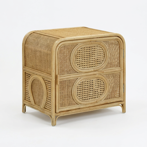 Table de chevet en rotin faite à la main avec design traditionnel pour l'intérieur et l'extérieur pour la chambre à coucher et le salon et les ensembles de jardin - Product Image 1