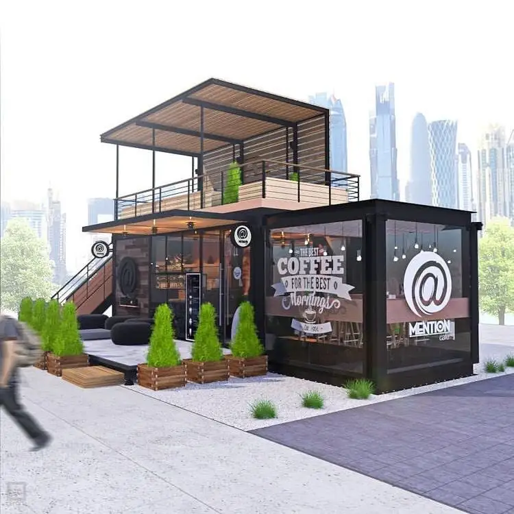 Prefabrik taşınabilir kahve evi kabin konteyner mağaza/Cafe/fırın hazır ev konteyner Kiosk