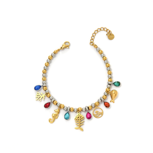 Fashion <b>Beaded</b> <b>Bracelet</b> 316L Stainless Steel PVD <b>Gold</b> Plating Sustainable Resistant Charm Cute Animal Design Gift Ocean Theme - Product Image 2