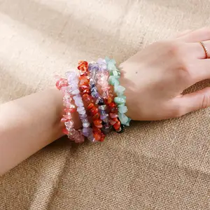 Nouvelle irrégularité naturelle Turquoise Agate Bracelet bijoux cristal perlé Bracelet bricolage gemme cristal élastique Bracelet pour les femmes