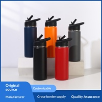 Bouteille d'eau en acier inoxydable à double paroi sans BPA avec logo personnalisé, gobelet isotherme portable pour le fitness/la randonnée, marque d'usine