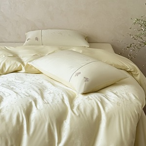 Hot bán Lyocell bông 4-Pieces Home khách sạn dệt Jacquard Duvet <span class=keywords><strong>Comforter</strong></span> Bìa Vàng Khăn trải giường bộ đồ giường đặt - Product Image 2