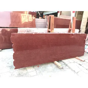 Lajes de granito polido vermelho Ruby para bancada de cozinha, piso de piso para exterior, preço de fábrica na Índia