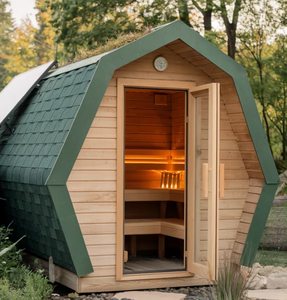 Sauna moderne isolé en bois pour l'extérieur en hiver Construction en bois massif avec banc chauffant électrique Poêle à bois Abri - Product Image 6