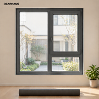 Fenêtre à battant latéral en aluminium résistante au vent, isolation phonique, ouverture vers l'intérieur, utilisation résidentielle et commerciale
