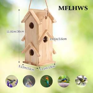 Casetta per Uccelli in Legno a <span class=keywords><strong>3</strong></span> Piani da Appendere all'Esterno con Foro d'Ingresso da 1,41 Pollici Rifugio per Nidi di Uccelli - Product Image 4