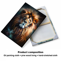 Vente en gros de peinture personnalisée pour décoration intérieure moderne avec impression numérique, photo de lion, peinture sur toile d'art mural, affiche de peinture murale