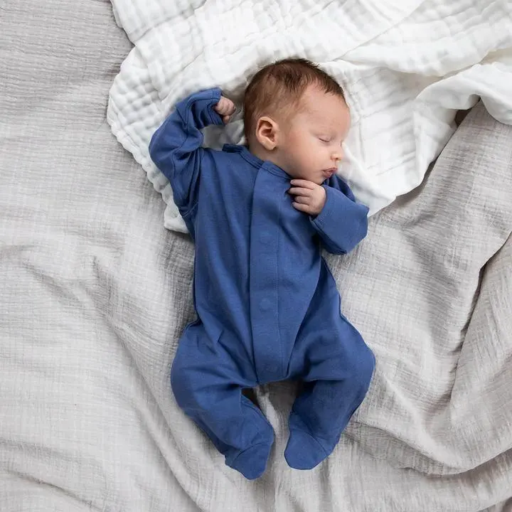 ชุดนอน Onesie สำหรับเด็กทารกแรกเกิด,ชุดบอดี้สูทชุดนอนแม่เหล็กทำจากใยไผ่100%
