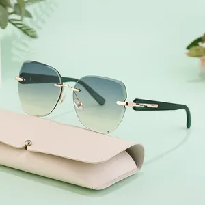 Partagas 2024 thời trang hợp thời trang ưa thích Thiết kế biểu tượng tùy chỉnh không có vành kim cương cắt ống kính UV400 Shades Sun Glasses Sunglasses cho phụ nữ