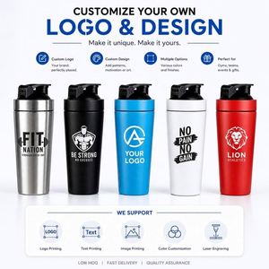Custom logo BPA Free Metal Fitness Sports Water <b>Bottle</b> 500ml 750ml Single Wall Stainless Steel <b>Protein</b> Shaker with Measurement - Product Image 5