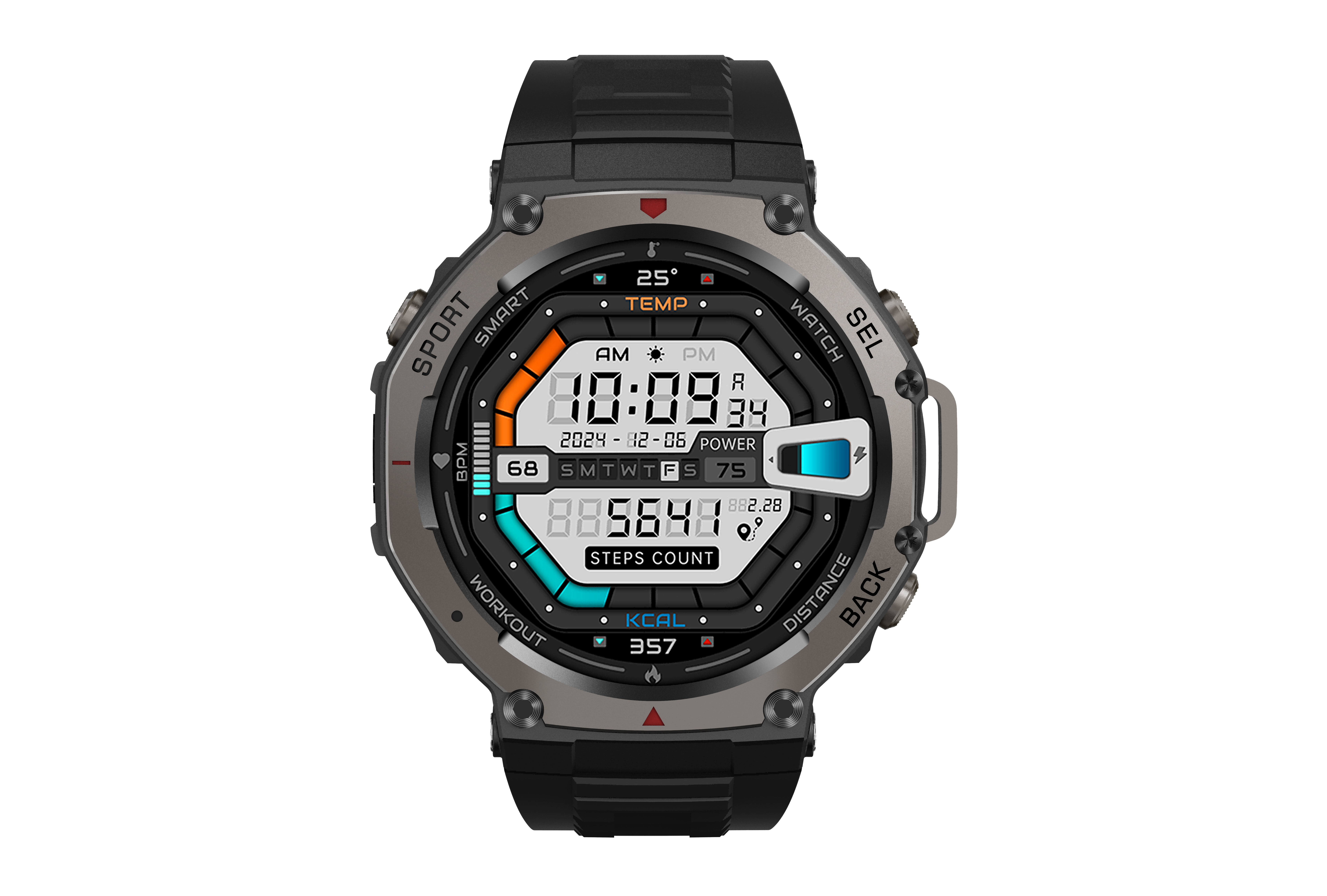 Black case+Black silicone straps