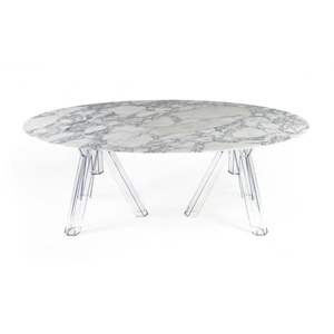 Ometto OVAL016 180x115 ovale in marmo Arabescato Set di Base trasparente mobili per la casa - Product Image 2