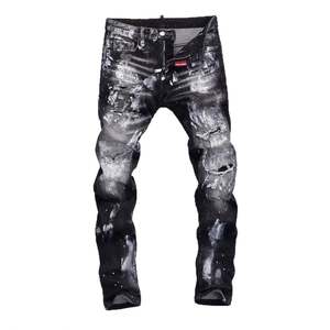 <span class=keywords><strong>Pantaloni</strong></span> <span class=keywords><strong>Cargo</strong></span> Larghi Personalizzabili da <span class=keywords><strong>Uomo</strong></span>, <span class=keywords><strong>Jeans</strong></span> in Denim Lavorato a Maglia con Decorazioni a Fori, Abbigliamento Streetwear per Tutte le Stagioni - Product Image 2