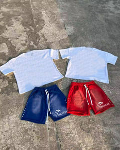 맞춤형 프렌치 테리 반바지 헤비급 코튼 스트리트웨어 빈티지 고민 태양 퇴색 산성 워시 모조 다이아몬드 남성용 반바지 - Product Image 4